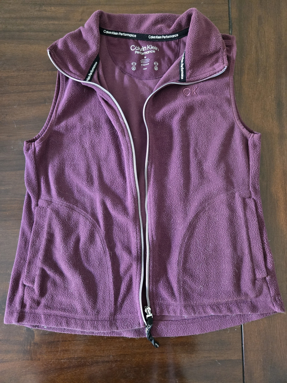 Calvin Klein Performance Women's Plum Fleece Vest with Contrast Trim